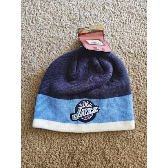 Utah Jazz NBA Basketball Vintage 90s Adidas Winter Knit Beanie Sports Hat Cap - Picture 1 of 2